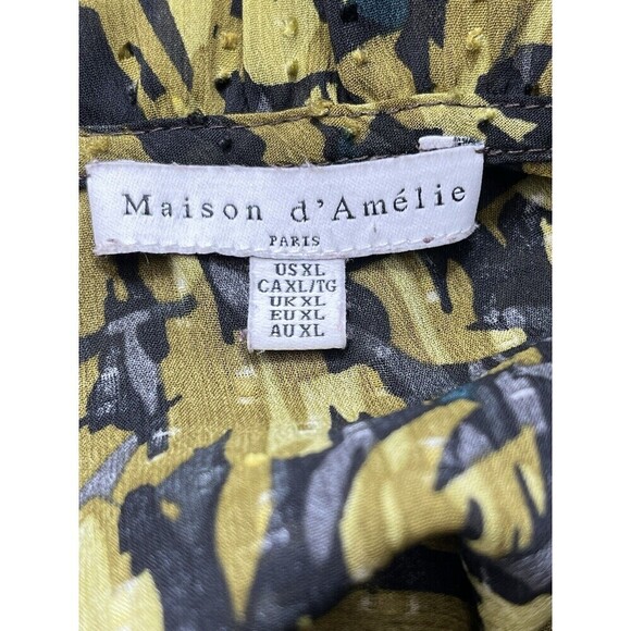 Maison D’Amelie Bishop Sleeve Floral Semi Sheer Regency Blouse XL Whimsigoth - Picture 9 of 15